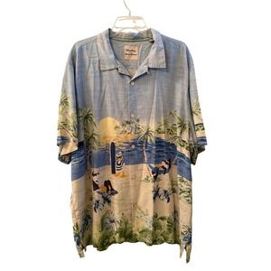Disney Parks Tommy Bahama Mickey & Friends Aloha Silk Shirt Beach Sz XXL